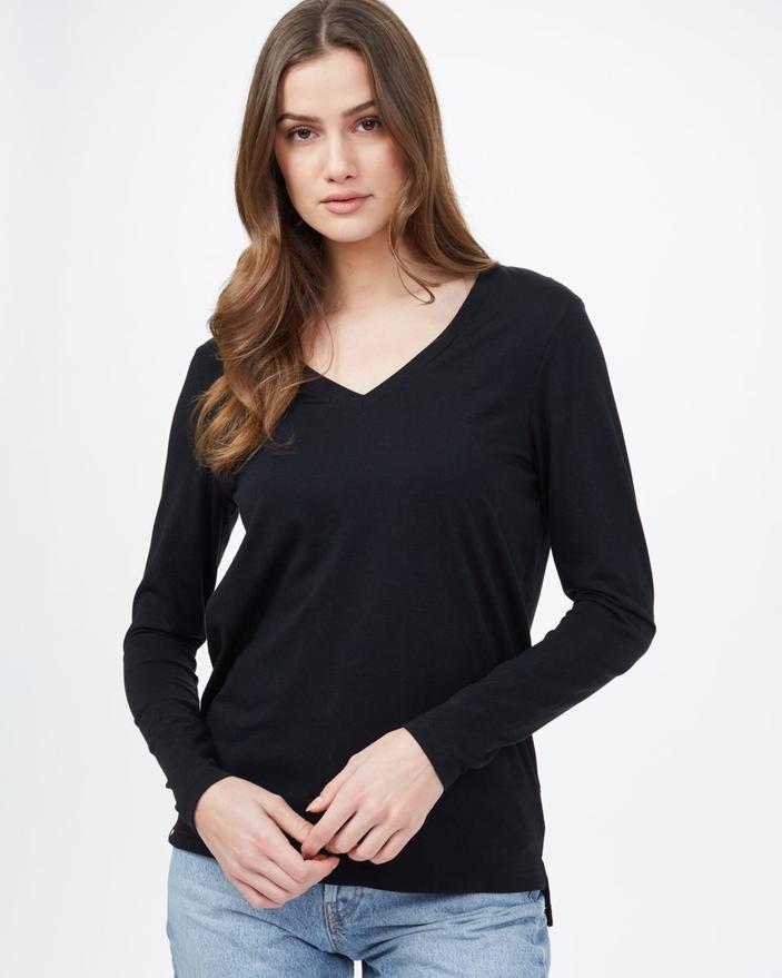 Tentree Treeblend Long Sleeve V-Neck in Black-The Trendy Walrus