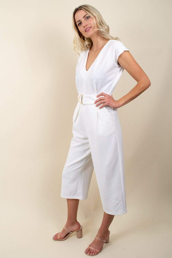 Bishop + Young Front Tie Jumpsuit in White-The Trendy Walrus