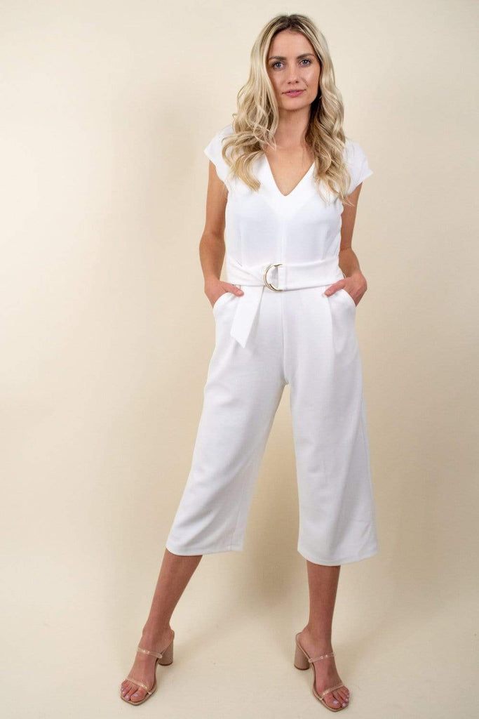 Bishop + Young Front Tie Jumpsuit in White-The Trendy Walrus