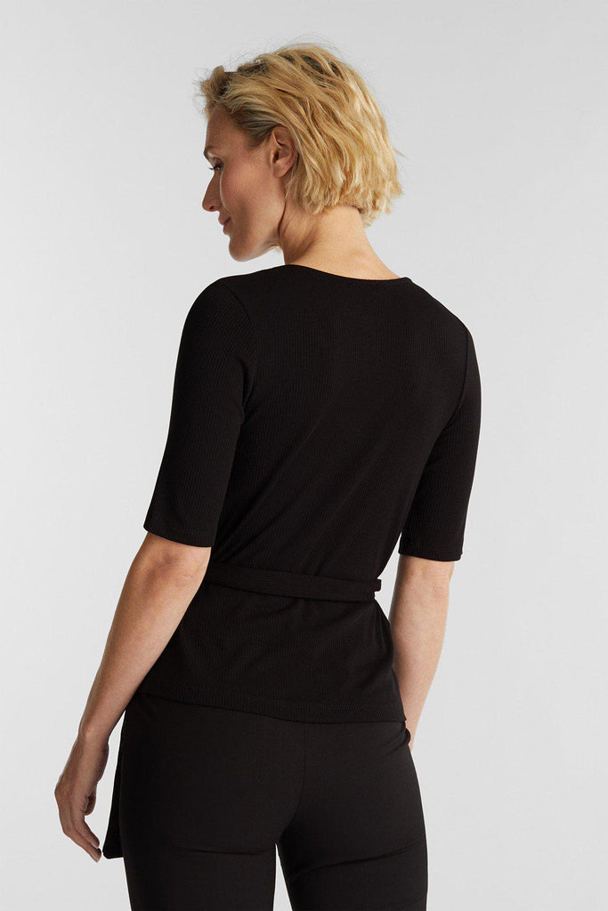 Esprit Wrap T-Shirt in Black-The Trendy Walrus