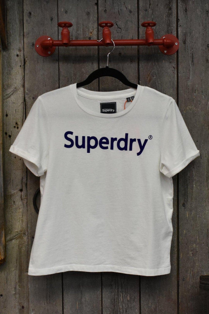 Superdry White Boxy Logo Tee-The Trendy Walrus