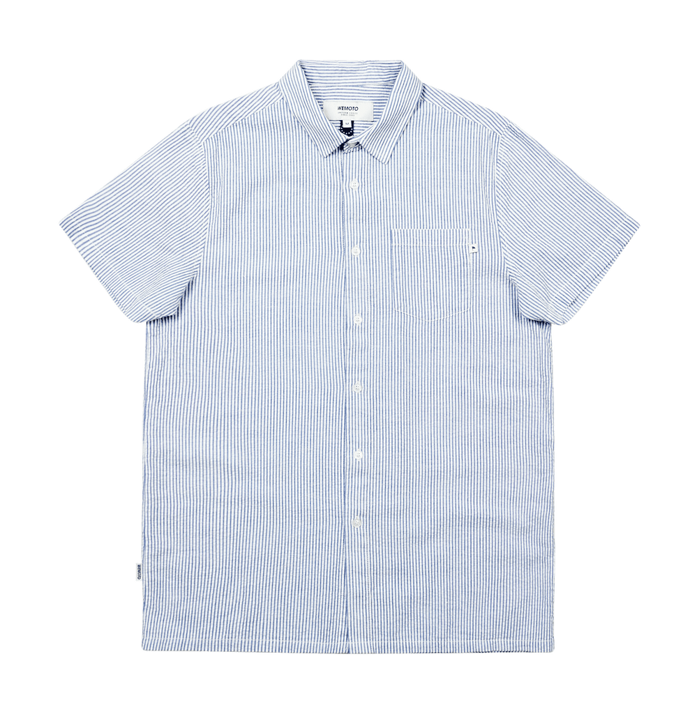 Wemoto Trevor Stripe Button Front Shirt in Blue/White-The Trendy Walrus